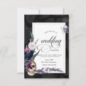 ハロウィン ウェディング リハーサル ディナー 花とドクロのデザイン 招待状 (正面)