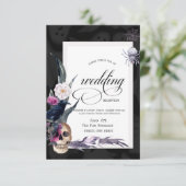 ハロウィン ウェディング リハーサル ディナー 花とドクロのデザイン 招待状 (スタンド正面)