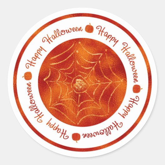 ハロウィン ウェブ オレンジ輝きパーティー ラウンドシール (正面)