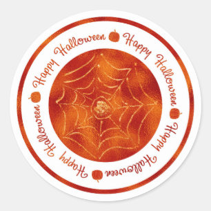 ハロウィン ウェブ オレンジ輝きパーティー ラウンドシール