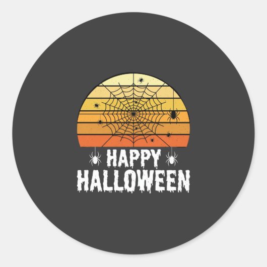 ハロウィン ウェブ サンセット デザイン ラウンドシール (正面)