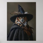 ハロウィン ウォールアート かわいい魔女フクロウ ビンテージ風 描画 (正面)