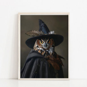 ハロウィン ウォールアート かわいい魔女フクロウ ビンテージ風 描画