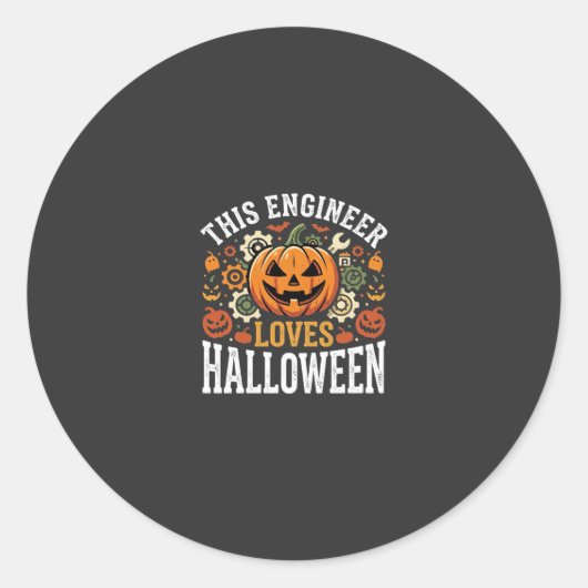 ハロウィン エンジニア かぼちゃ ベクター ラウンドシール (正面)