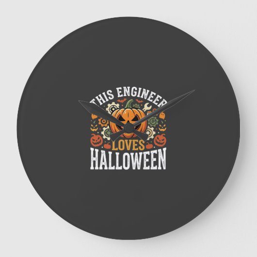 ハロウィン エンジニア かぼちゃ ベクター ラージ壁時計 (正面)