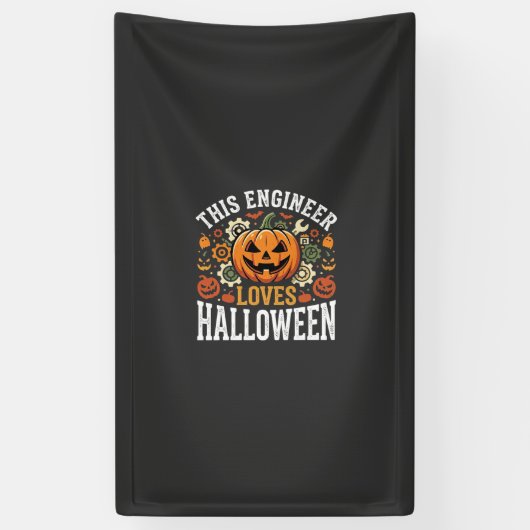 ハロウィン エンジニア かぼちゃ ベクター 横断幕 (縦)
