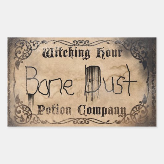 ハロウィン オブジェ ボーン ダスト アンティーク 長方形シール (正面)