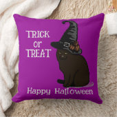 ハロウィン オリジナル ユニーク 楽しい 猫 紫 クッション (ブランケット)