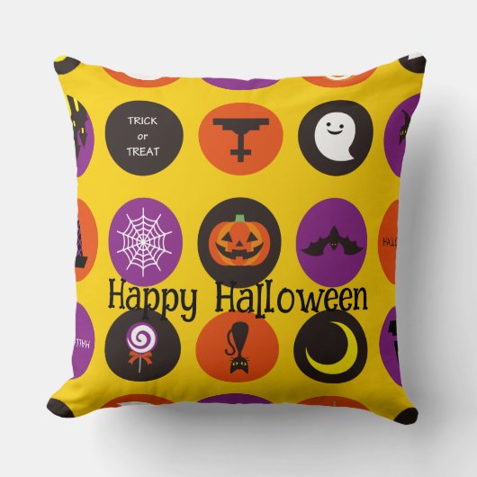 ハロウィン オリジナル ユーモラス 楽しい パターン クッション (正面)