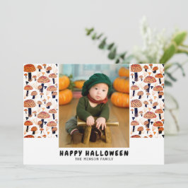 ハロウィン オレンジきのこ 秋の写真 シーズンカード