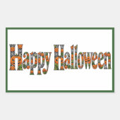 ハロウィン オレンジジャック クモの巣 秋 アート 長方形シール (正面)