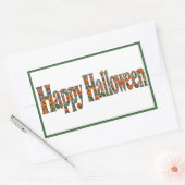 ハロウィン オレンジジャック クモの巣 秋 アート 長方形シール (封筒)