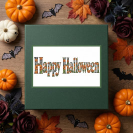 ハロウィン オレンジジャック クモの巣 秋 アート 長方形シール