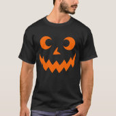 ハロウィン オレンジ色のかぼちゃの顔 Tシャツ (正面)