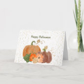 ハロウィン オレンジ色のかぼちゃ 花 ゴールド カード (正面)