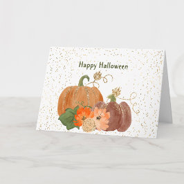 ハロウィン オレンジ色のかぼちゃ 花 ゴールド カード