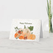 ハロウィン オレンジ色のかぼちゃ 金の紙吹雪 花 カード (正面)