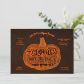 ハロウィン オレンジ色のカボチャの誕生日パーティー 招待状 (スタンド正面)