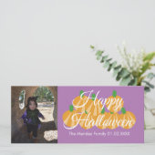 ハロウィン オレンジ色のカボチャの農園 フォトカード シーズンカード (スタンド正面)