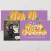 ハロウィン オレンジ色のカボチャの農園 フォトカード シーズンカード (正面/裏面)