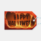 ハロウィン オレンジ色の不気味なカボチャ ギフトタグ (正面(横))