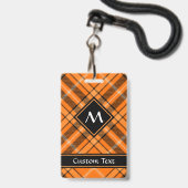 ハロウィン オレンジ タータン バッジ (正面（ネックストラップ付）)