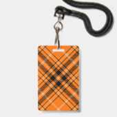 ハロウィン オレンジ タータン バッジ (裏面（ネックストラップ付）)