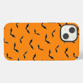 ハロウィン オレンジ 黒 コウモリ 飛翔柄 iPhoneケース (裏面横)