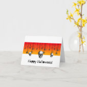 ハロウィン オレンジ 黒 ドクロ カード (黄色い花)