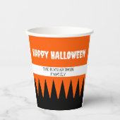 ハロウィン オレンジ 黒 名前入り 紙コップ (正面)