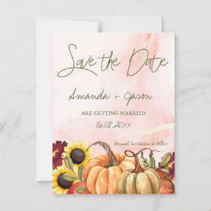 ハロウィン オータム フラワー 秋の結婚式 Save The Date ポストカード