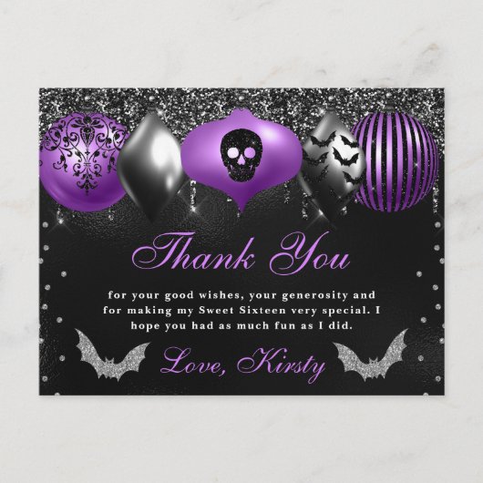 ハロウィン オーナメント スイート シックスティーン サンクス ポストカード (正面)