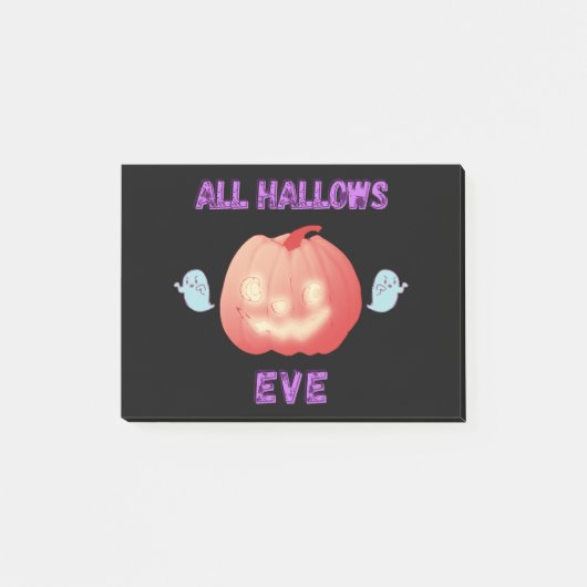 ハロウィン・オールハロウズ・イブ・カボチャと幽霊 ポストイット (正面)