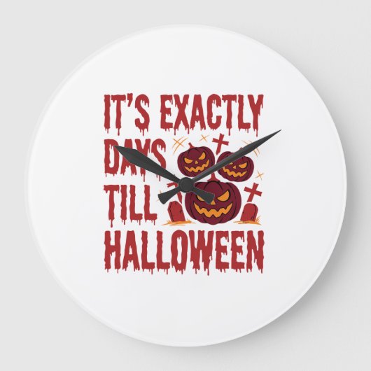ハロウィン カウントダウン パンプキン 墓場 ホラー タイポ ラージ壁時計 (正面)