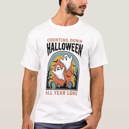 ハロウィン カウントダウン Tシャツ ヴィンテージ 墓場 グラフィック (正面)