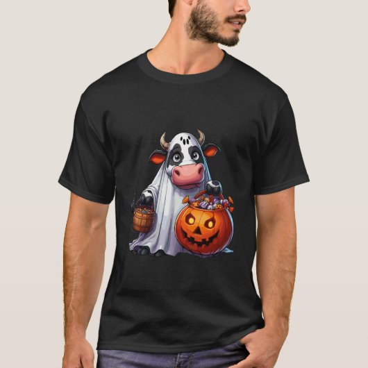 ハロウィン カウ おばけ スイーツ入れ 1 Tシャツ (正面)