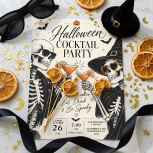 ハロウィン・カクテルパーティー   シックなスケルトンのカクテル シーズンカード