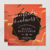 ハロウィン カクテル 死体 ブラック ゴールド アブストラクト 招待状 (正面/裏面)