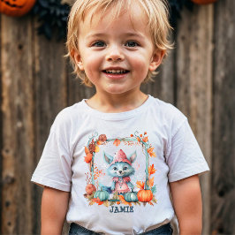 ハロウィン カスタム 怖い かわいい キツネ かぼちゃ畑 トドラーTシャツ