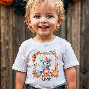 ハロウィン カスタム 怖い かわいい キツネ かぼちゃ畑 トドラーTシャツ