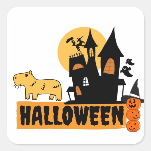 ハロウィン カピバラ スクエアシール (正面)