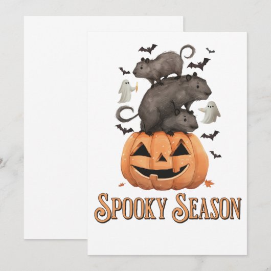 ハロウィン カピバラ 招待状 (正面/裏面)