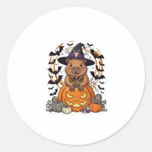 ハロウィン カピバラ 魔女 帽子 かぼちゃ コウモリ ポーション ラウンドシール