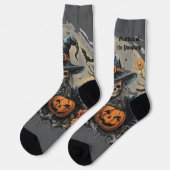 ハロウィン,カボチャの守護者,ドクロ,カボチャ ソックス (左)