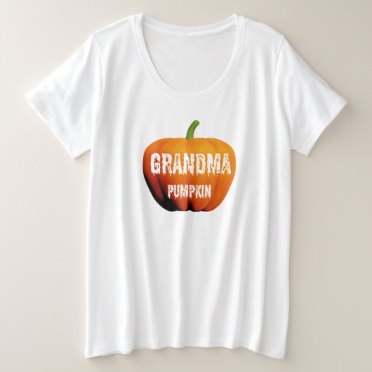 ハロウィン・カボチャの祖母デザイン プラスサイズTシャツ (デザイン正面)