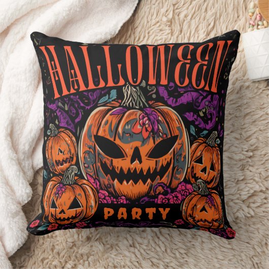 ハロウィン, カボチャの集会が開花, ゴシック クッション (ブランケット)