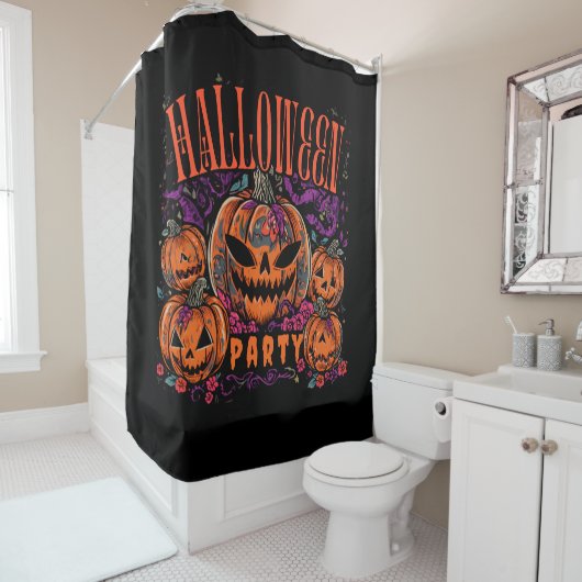 ハロウィン, カボチャの集会が開花, ゴシック シャワーカーテン (インサイチュ)