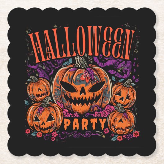 ハロウィン, カボチャの集会が開花, ゴシック ペーパーコースター (正面)