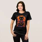 ハロウィン,カボチャ畑の徘徊者,黒猫 トライブレンドTシャツ (正面全面)