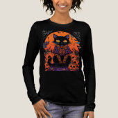 ハロウィン,カボチャ畑の徘徊者,黒猫 トライブレンドＴシャツ (正面)